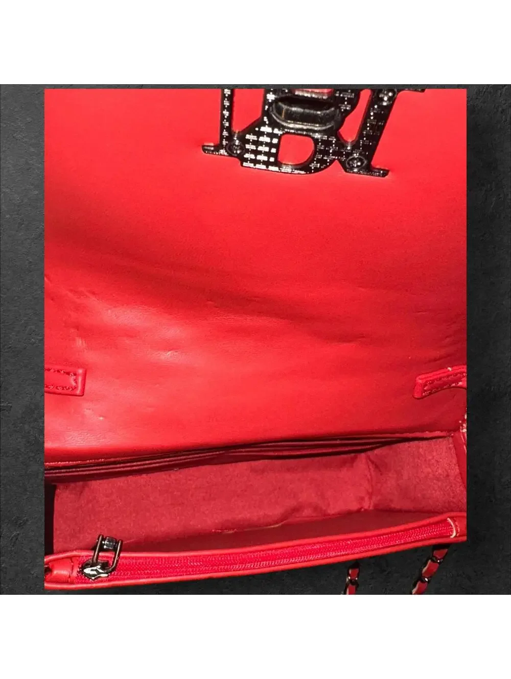 Badgley Mischka Red Quilted Leather Chain Shoulder Bag NWT